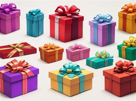 Premium Photo Set Of Colored Gift Boxes With Ribbons And Bows With