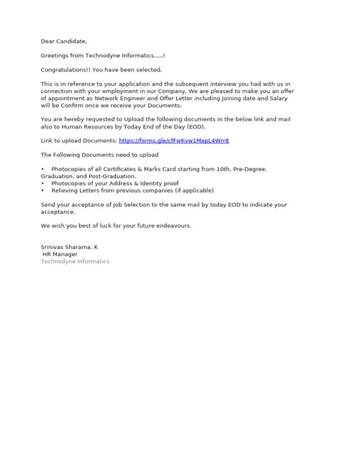 Dear Candidate Pdf