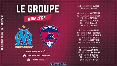 Clermont Foot On Twitter Omcf Le Retenu Par Pascal