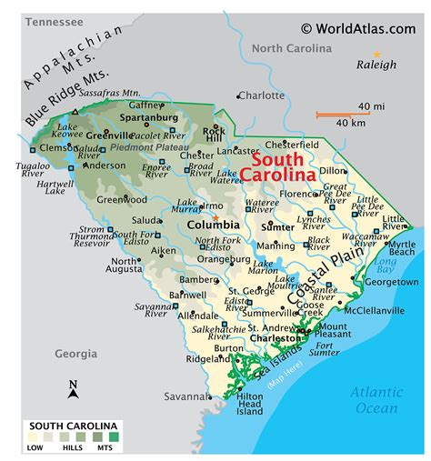 Map Of South Carolina With Cities And Towns 3,300+ South Carolina Map