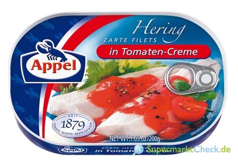 Appel Heringsfilets In Tomaten Creme Preis Angebote Kalorien Nutri