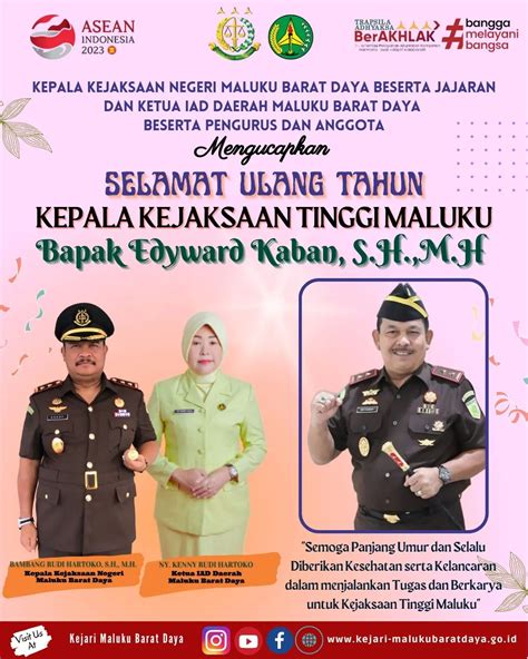 SELAMAT ULANG TAHUN KEPALA KEJAKSAAN TINGGI MALUKU BAPAK EDYWARD KABAN