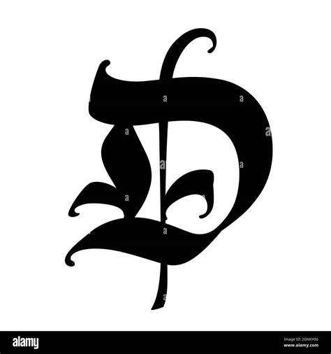 Letter D in the Gothic style. Vector. Alphabet. The symbol is isolated on a white background ...