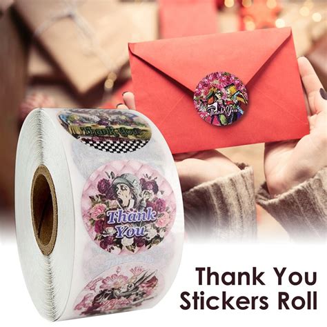 Dank U Stickers Roll Sticker Ronde Natuurlijke Kra Grandado