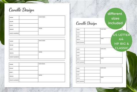 Candle Design Sheet Printable Candle Recipe Sheet Candle Etsy