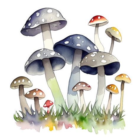 Premium Vector Cute Watercolor Mushrooms Painting