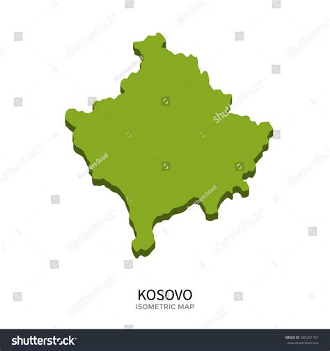 Isometric Map Kosovo Detailed Illustration Isolated Stock Illustration