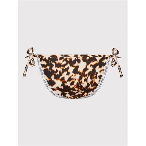 Calvin Klein Swimwear Dół od bikini Logo Tape KW KW Beżowy MODIVO