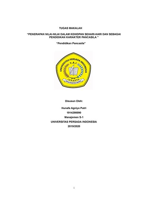 10makalah Pkn Pertemuan Ke 10 Tugas Makalah Penerapan Nilai Nilai