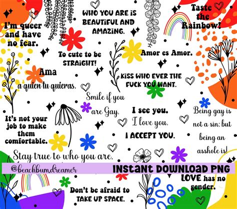 The Gay Affirmations Quotes Tumbler Wrap Pride Png Oz Skinny Tumbler Digital File Etsy
