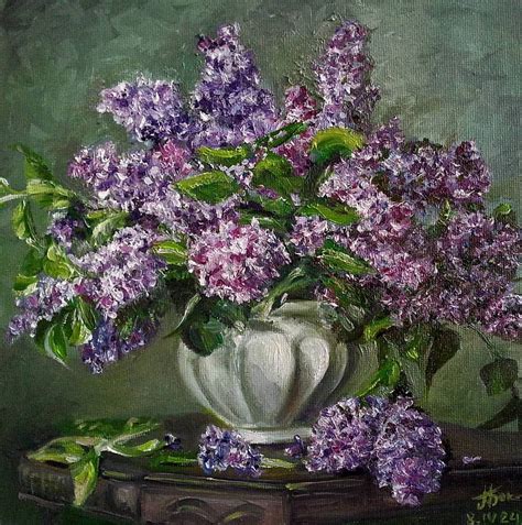 Картина «Сирень в вазе» Холст на картоне, Масло 2024 г.