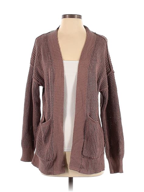 Universal Thread Cotton Color Block Solid Brown Purple Cardigan