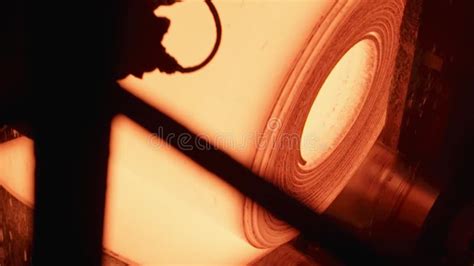 The Red Hot Sheet Of Metal Rotates On The Conveyor Slow Motions Stock Footage Video Of Fire