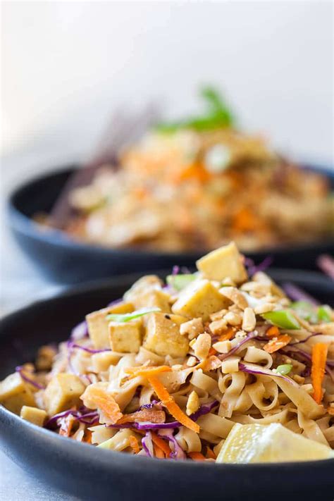 Vegan Pad Thai With Tofu In Peanut Sauce Gluten Free Vibrant Plate