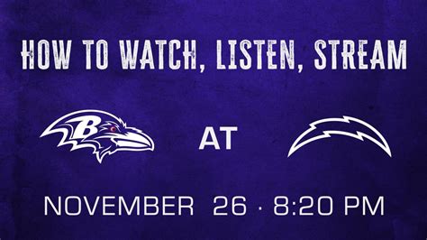 How to Watch, Listen, Live Stream Ravens at Chargers Week 12