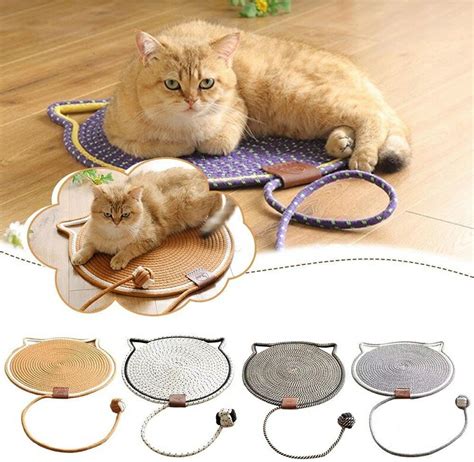 【楽天市場】猫用爪とぎマット、コットンロープ猫用爪とぎパッド、ボールおもちゃ付き、室内猫用丸型水平床猫用爪とぎパッド、床、壁、ソファ、カーペット、ソファ用猫用爪とぎ家具プロテクター グリーン