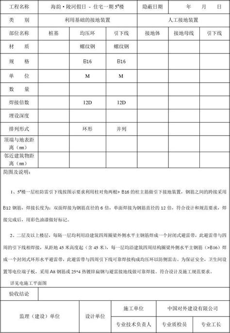 接地装置隐蔽验收记录word文档免费下载文档大全