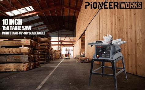 Pioneerworks Table Saw 10 Inch 15amp Portable Benchtop Jobsite Table Saw 5000rpm