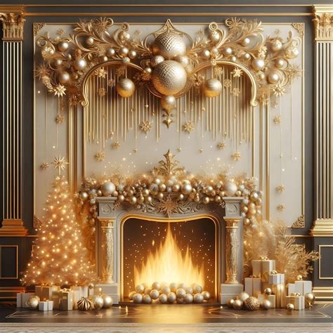 Premium AI Image | A beautifully adorned fireplace embellished with ...