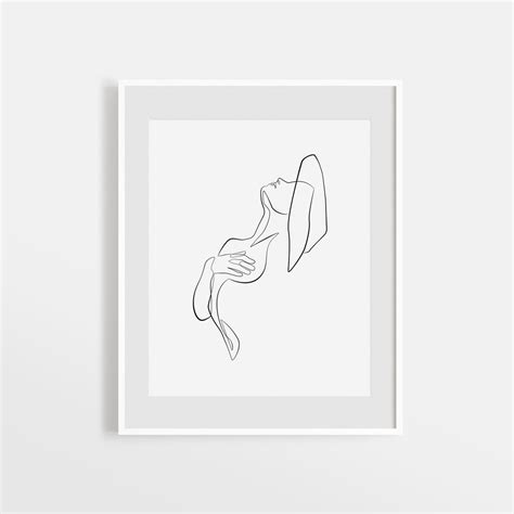 Minimal Woman Nude Print Naked Female Figure Sketch One Line Drawing Minimalist Print Tumblr