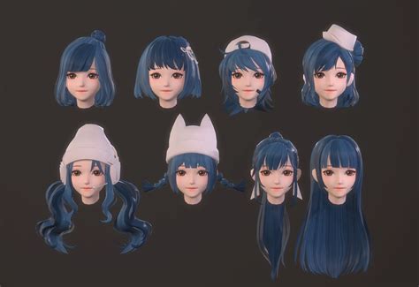 Anime hair style girl Low-poly 3D Model $45 - .unknown .fbx .ma .obj - Free3D