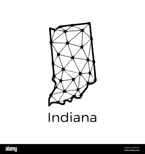Indiana State Map Polygonal Illustration Made Of Lines And Dots
