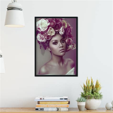 Quadro Decorativo Mulher Flores Cabeça Sala Quarto Escritóri