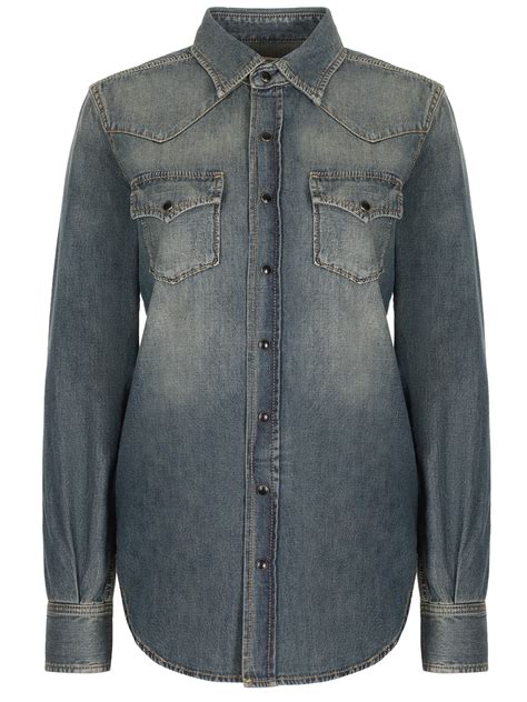 Рубашка джинсовая от SAINT LAURENT за 32 650 рублей со скидкой 50% ...