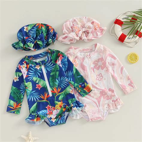 Летний купальник для маленьких девочек, детский купальник с длинным ...