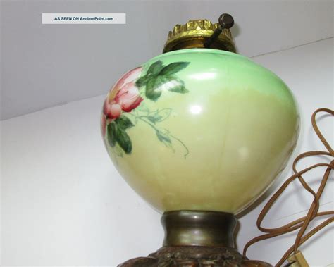 Gone With The Wind Lamp Floral Ball Shade Converted P And A Base 20 Tall