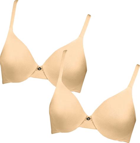 Hanes Women S Ultimate ComfortBlend T Shirt Underwire Bra Set Of B Stripe Nude Pack Of