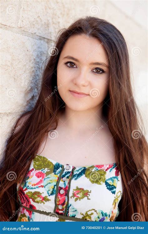 Spanish Brunette Girl With Long Hair Stock Image Image Of Model Person 73040201