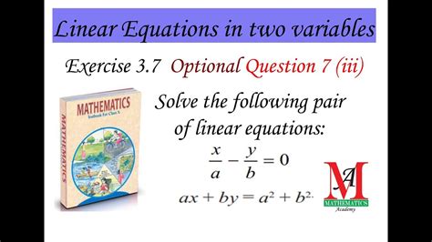 Solve The Following Pair Of Linear Equations X A Y B Ax By A B