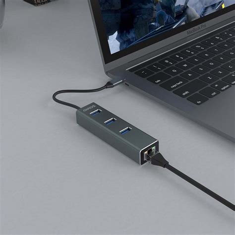 Portowy Hub Usb C Z Adapterem Rj Ak Savio