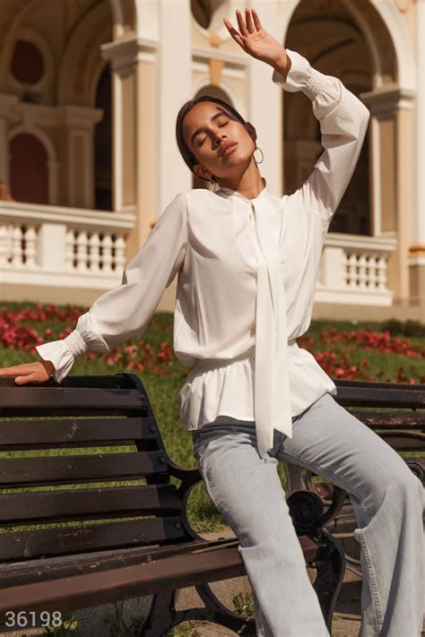 Молочная блуза с оборками (арт. 36198) ♡ интернет-магазин Gepur