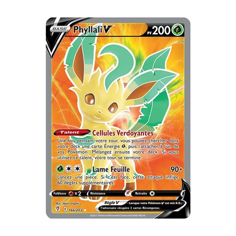 Carte Phyllali Ultra rare de Pokémon Épée et Bouclier Évolution