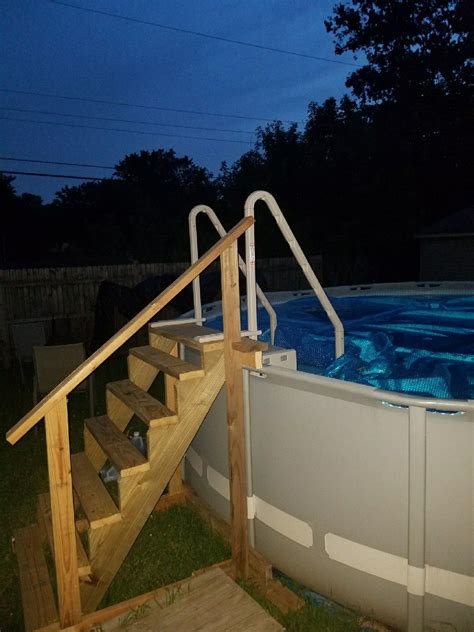 I Built Stairs For Our Pool With Confer Steps Attached For Easy Entry And Exit Love Them Works