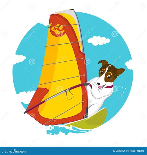 Happy dog surfing stock vector. Illustration of happy - 72198514