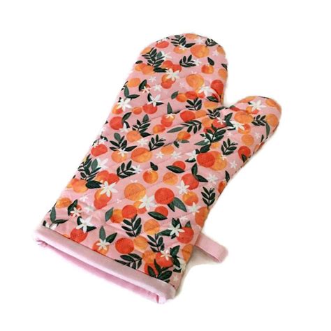 Oven Mitt Oranges On Pink Oven Glove T For Mom Etsy