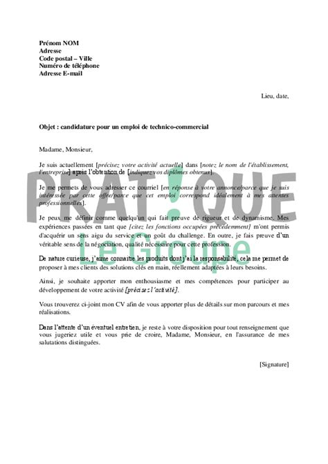 Lettre De Motivation Pour Un Emploi De Technico Commercial Pratique Fr