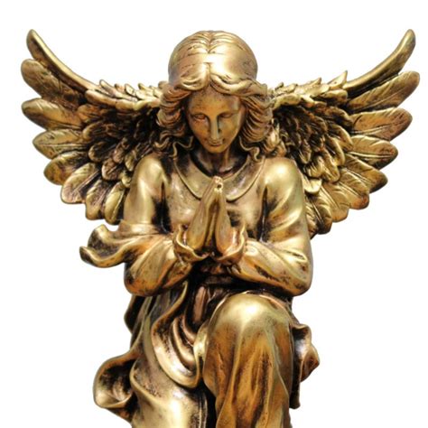 Statua D Angelo Che Prega In Resina Effetto Bronzo 50cm Statuetta