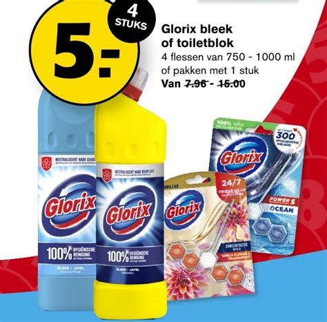 Glorix Bleek Of Toiletblok 4 Stuks 750 1000ml Aanbieding Bij Hoogvliet