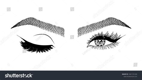 Illustration Womans Eye Wink Eyebrows Eyelashes Stock Vector Royalty