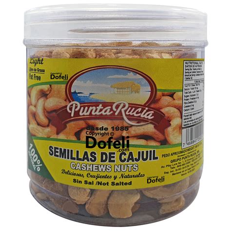 Punta Rucia Dominican Unsalted Cashew Nuts Semillas De Cajuil Sin Sal