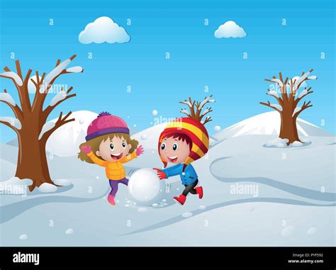 Children playing in the snow illustration Stock Vector Image & Art - Alamy