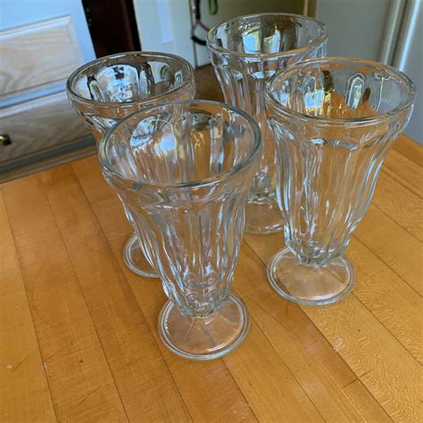 4 Vintage Tall Soda Fountain Glasses Etsy