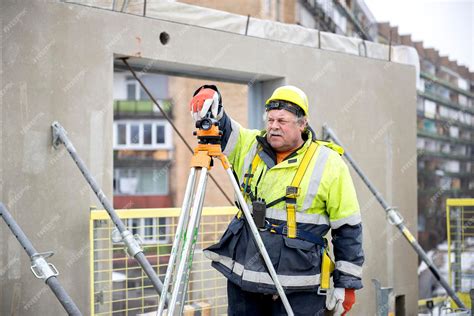 Premium Photo | One real senior surveyor worker working with theodolite ...