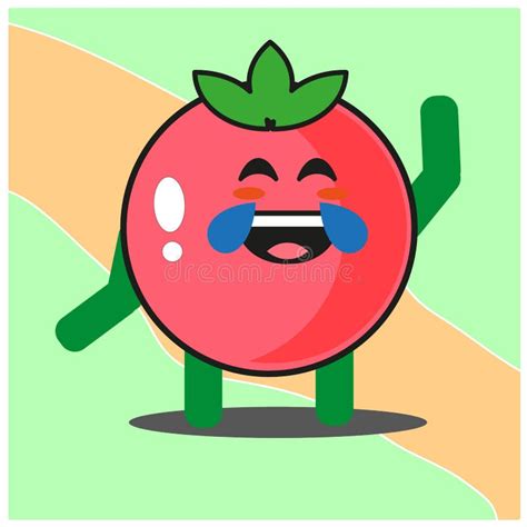 Cute Tomato Fruits Cartoon Face Mascot Character With Hand And Leg