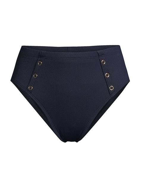 Robin Piccone Women S Amy High Waist Bikini Bottom Navy Editorialist