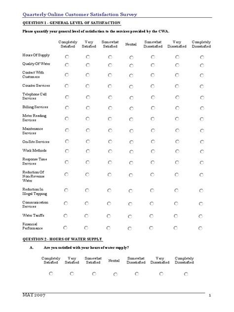 Customer Satisfaction Survey Pdf Water Supply Customer Satisfaction